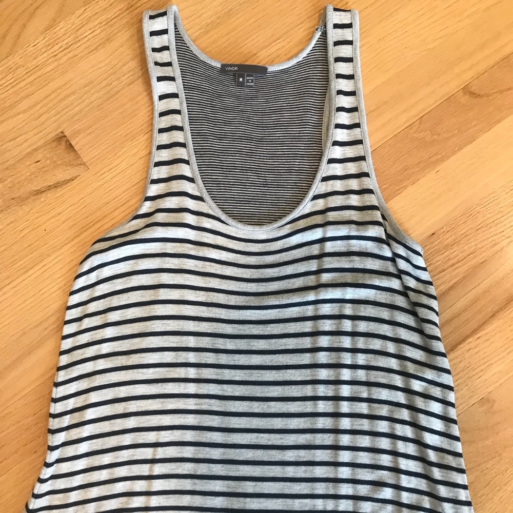 Vince Striped Racerback Tank Medium